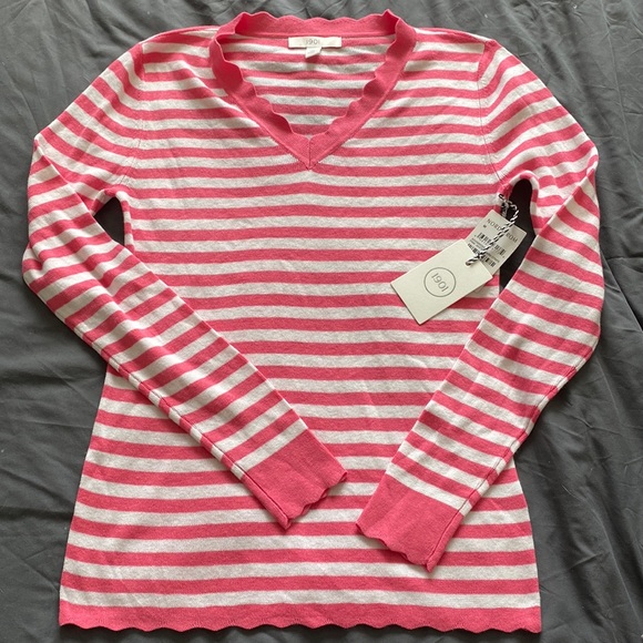 1901 Sweaters - 1901 Pink & White Striped Sweater, Size M